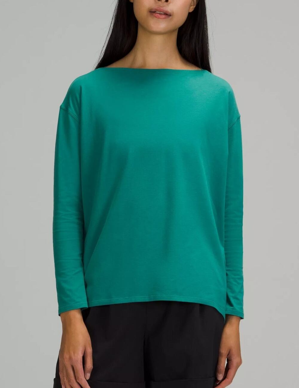 Lululemon Back In Action Long Sleeve Shirt Size 8 Emerald Green Lounge Casual